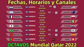 FECHAS HORARIOS y CANALES CONFIRMADOS para los OCTAVOS DE FINAL en el Mundial QATAR 2022 [upl. by Llednek]