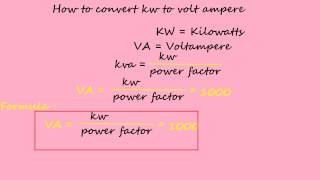 how to convert kw to volt ampere  electrical formulas [upl. by Idelia284]