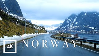 Scenic Snowy Drive in Reine Lofoten Islands Norway  Driving Sounds for Sleep and Study ASMR [upl. by Yelsehc615]