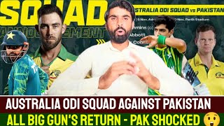 Australia ODI Squad Announced Against Pakistan Full Strength  All Big Names Return Pak Shocked 😲 [upl. by Frankhouse]