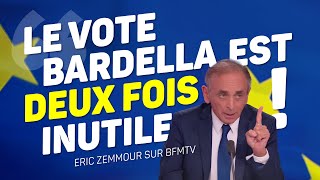 Éric Zemmour sur BFMTV  Le vote Bardella est deux fois inutile [upl. by Elita]