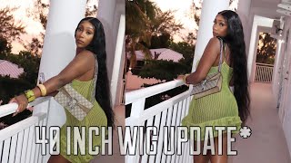 UPDATE WOWEAR 40 INCH 250 DENSITY 13X4 LACE FRONT WIG REVIEW AFFORDABLE ALIEXPRESS WIG [upl. by Anerev]