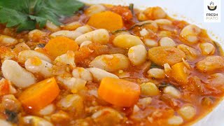 Fasolada  white kidney bean soup Greek traditional recipe  Fresh Piato [upl. by Domineca]