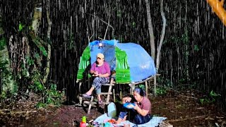 Camping hujan deras membuat shlater dari plastik beningcamping amp fishing [upl. by Meibers]