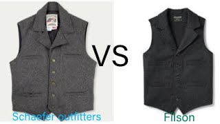 Filson mackinaw wool western style vest VS Schaefer outfitters cattle baron vest comparison review [upl. by Dragon]