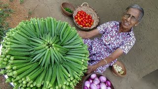 Okra Masala Curry ❤ Healthy Village Food by Grandma  Village Life [upl. by Caterina453]