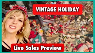 Vintage Christmas Sales Sneak Peek LIVE Thrifting [upl. by Noimad370]