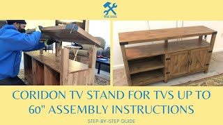 Walker Edison 58quot Modern Farmhouse Barn Door Highboy TV Stand Assembly aka Georgetown Firebranch [upl. by Cale]