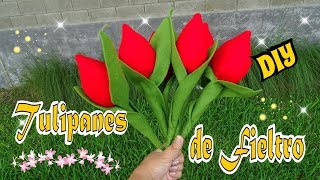 Tulipanes de fieltro Faciles  DIY Mis Flores de Tela Tutorial [upl. by Fita]