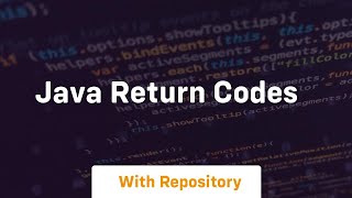 java return codes [upl. by Rogergcam]