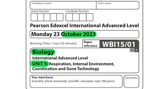 A level  Biology  Unit 5  October 2023  Pearson Edexcel [upl. by Drandell]