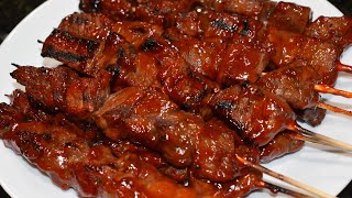 Beef BBQ on Bamboo Stick Recipe Filipino Style [upl. by Ahsataj]