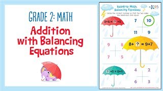 Balancing Equations  Addition  Math for 2nd Grade  Kids Academy [upl. by Mylor]