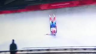 2018 Olympics Luge  Emily Sweeney crash [upl. by Elletsirk874]