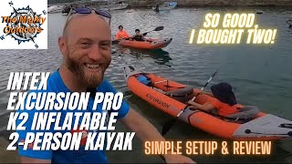 Review Intex Excursion Pro K2 inflatable 2person kayak  unboxing setup and review [upl. by Ahouh760]