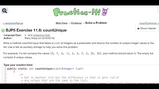 Java Practice It  Exercise 116 countUnique  collections lists sets [upl. by Welbie400]