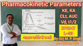 Pharmacokinetic Parameters  Ke Ka AUC CLt Vd  Biopharmaceutics amp Pharmacokinetics  BP604T  L33 [upl. by Kcirre]