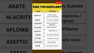 GRE VOCABULARY english gre grevocabulary exam [upl. by Enelehs]