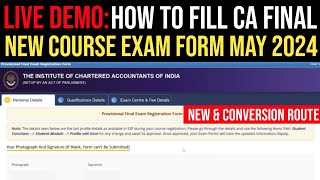 How To Fill CA Final May 2024 Exam Form  How To Fill CA Final New Course Exam Form Full Process [upl. by Branen]