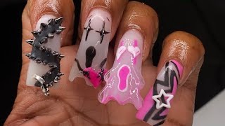 Trendy Acrylic Ghost Nail Tutorial  Spooky Nails  Halloween Nails [upl. by Aihpled]