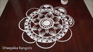 Beautiful easy freehand muggulu for Sankranthi festival Latest big Pongal Kolam [upl. by Carmelina]