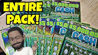 1000 FULL PACK OF 5000000 CASH LOTTERY SCRATCH OFF TICKETS scratchers [upl. by Lyrahs837]