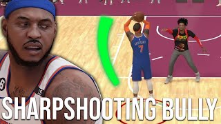 NBA 2K24 CARMELO ANTHONY BUILD  SHARPSHOOTING BULLY  96 STRENGTH HOF SHOOTING [upl. by Auqinahs]