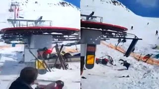 Georgia Watch how Ski Lift goes OUT OF CONTROL 8 people injured  Oneindia News [upl. by Dlareg]