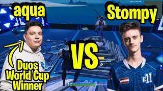 E11 Stompy VS Duos World Cup Champion COOLER aqua  INSANE 1v1 Creative BuildFights EU [upl. by Anaihr]