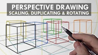 PERSPECTIVE DRAWING Techniques You NEED to KNOW  Grids Scaling Duplicating amp Rotating [upl. by Nosirb]