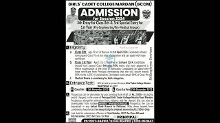 Girls Cadet College Mardan GCCM Admission Session 2024cadetcollege [upl. by Eiramadnil921]