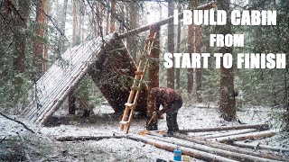 How to build big log HOUSE from START to FINISH 40 days in the forest WOODWORKING [upl. by Kellsie406]