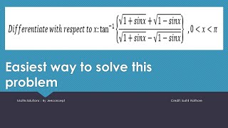 Differentiate tan 1sqrt1sin xsqrt1sin xsqrt1sin xsqrt1sinx [upl. by Hennie]