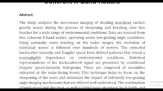 Observations of Shoaling and Breaking Waves in Shallow Water With Different Coherent X Band Radars [upl. by Avla599]