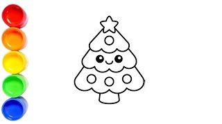 Lets Drawing Christmas Tree  Draw and coloring [upl. by Red268]