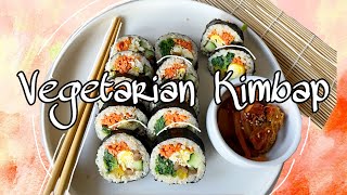 Vegetarian Kimbap  Korean Food Recipe Plantbased Healthy Easy Recipe [upl. by Irene]