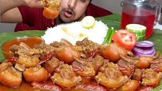 MUKBANG EATING AND RECIPE  VERY SPICY CHILLI PORK RIBS amp PORK BELLY CURRY WITH RICE AND SALAD HG [upl. by Anomer671]