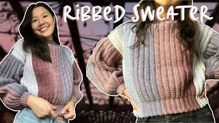 Easy Crochet Ribbed Pullover Sweater Tutorial [upl. by Enrichetta]