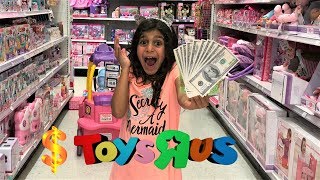 DEEMA SPENDS 100 In 10 MINUTES Toy Hunt Shopping Challenge at TOYS R US [upl. by Ellehcrad30]