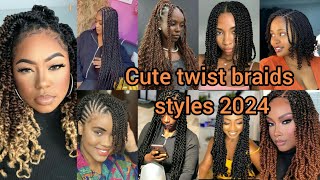 Cute twist braids hairstyles for elegant ladies  Twist hairstyles 2024  Twists for black women [upl. by Imerej283]