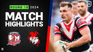 NRL 2024  Roosters v Dragons  Match Highlights [upl. by Joana]