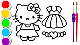 Hello Kitty With Drass amp Jewellery Drawing Painting amp Colouring For kids amp Toddlers ll Easy Drawing [upl. by Nibaj650]