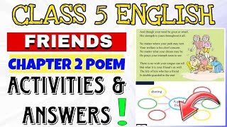 CLASS 5 ENGLISH FRIEND POEM FULL ACTIVITIES ANSWERS QUESTION AND ANSWERS [upl. by Lennod]