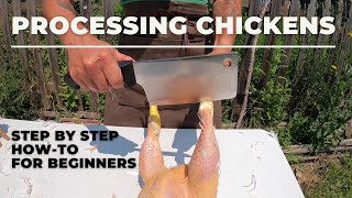 Processing Chickens Detailed Step by Step  Butchering Plucking Eviscerating and Heat Shrinking [upl. by Ettelra]