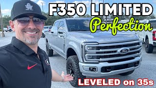 2024 Ford F350 LIMITED 25” Leveled on 35sICONIC SILVER Perfection [upl. by Eceinahs815]