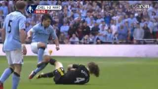 Sergio Aguero Horrific TACKLE on David Luiz   Chelsea 12 Manchester City  1442013 HQ [upl. by Yadroc]