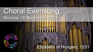 Choral Evensong  Monday 18 November 2024  Chester Cathedral [upl. by Novyaj410]