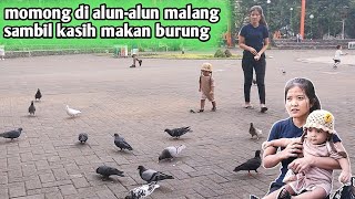 MOMONG SAMBIL KASIH MAKAN BURUNG DI ALUNALUN MALANG KESEHARIAN kampung kampungtradisional [upl. by Ehrenberg]