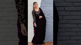 Velvet saree designs hayadesignideas velvetsaree sarees [upl. by Safire]