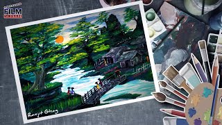 Nature Scenery Painting  Acrylic colors  painting Art [upl. by Leirua]